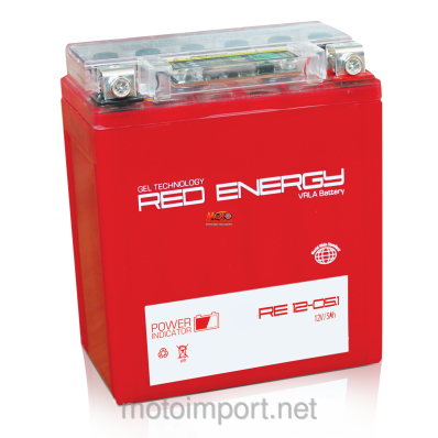 Аккумулятор 12В 4Ач RED ENERGY RE1204 (YTX4L-BS) гелевый обратная полярность 114х69х86мм