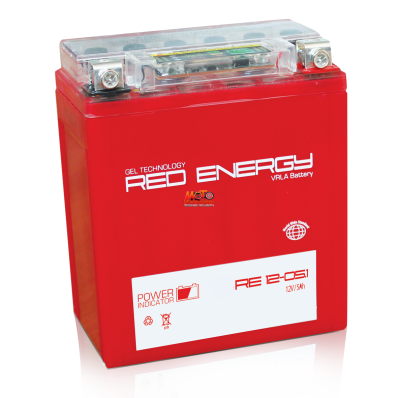 Аккумулятор 12В 5Ач RED ENERGY RE1205.1 (12N5-3B) гелевый обратная полярность 119х60х129мм